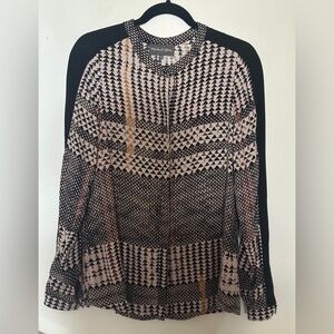 Michael Stars Geometric Black and Pink Blouse